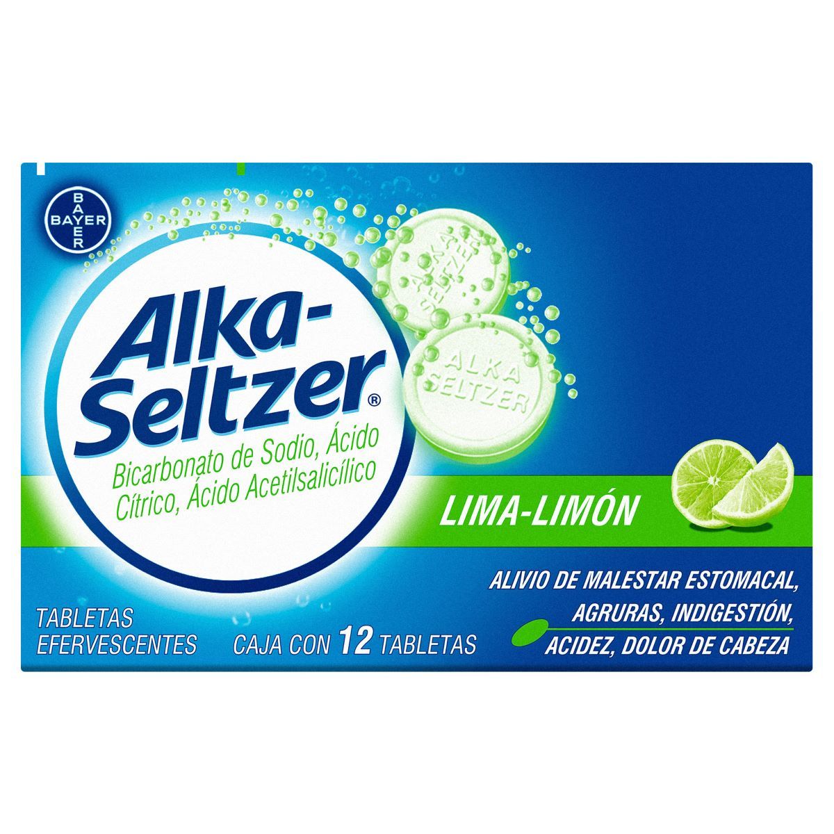 ALKA SELTZER LIMALIMON 12 TAB — Acetilsalicilico, Acido, Sodio, B