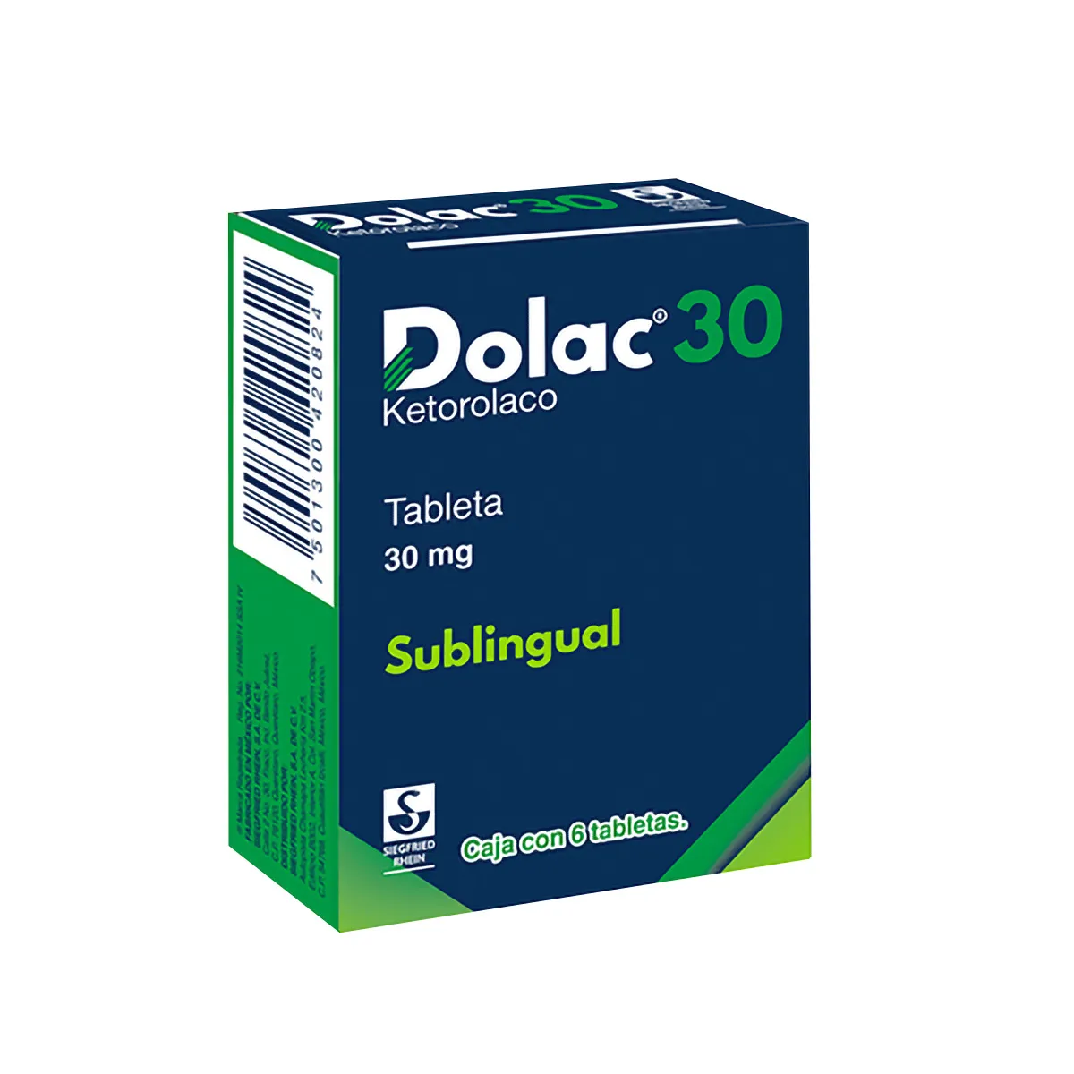 DOLAC 30 30MG SUBLINGUAL 6 TAB — Ketorolaco