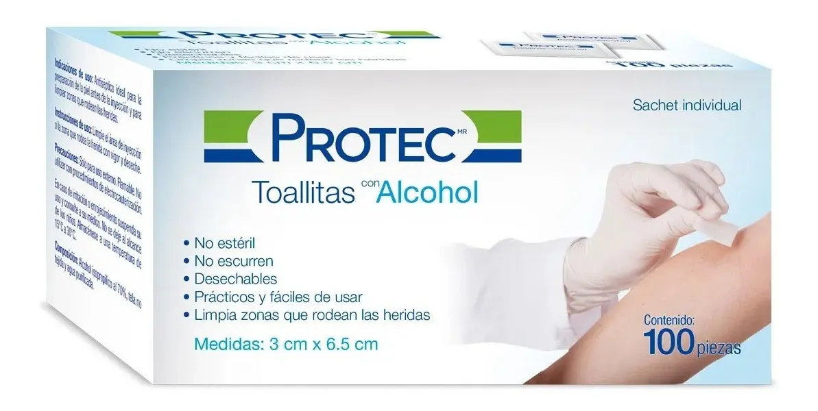 Almohadilla con Alcohol Protec C/100
