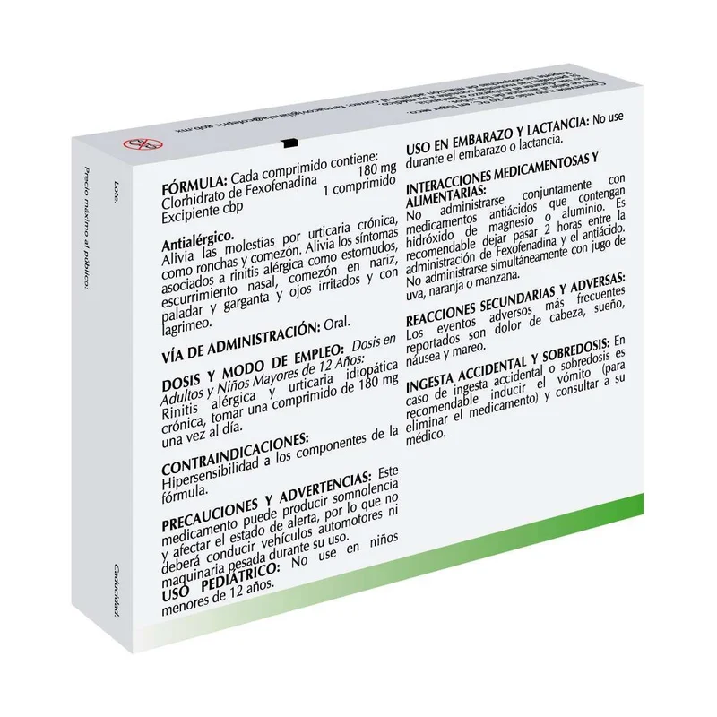 FEXOFENADINA 180 MG 10 CPR LGEN