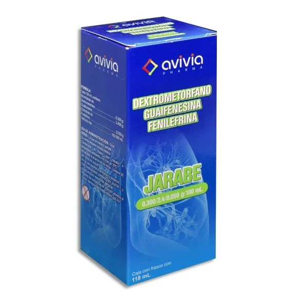 Dextrometorfano/Guaifenesina/Fenilefrina 0.3/2.4/0.05gr/100ml Jarabe Frasco 118ml — Guaifenesina/Fenilefrina/Dextrometorfano