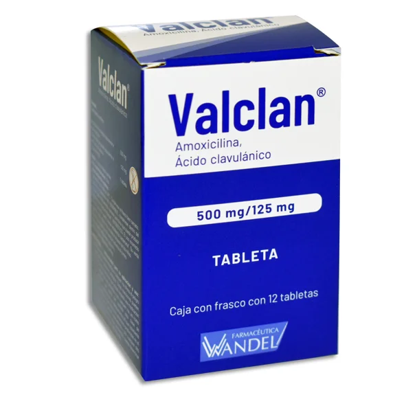 Valclan 500mg/125mg Tabletas C/12 — Amoxicilina,Acido Clavulanico