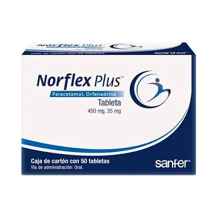 Norflex Plus 450mg,35mg Tabletas C/50 — Paracetamol,Orfenadrina