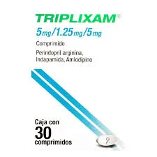 Triplixam 5mg/1.25mg/5mg C/30 — Perindopril arginina, Indapamida,Amlodipino